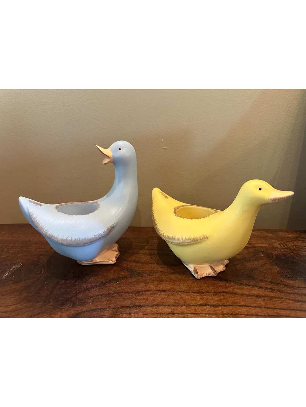 NIB PartyLite Blue and Yellow Duck Tealight Pair